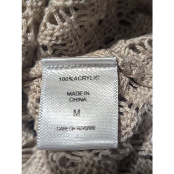 New York & Company Womens Open Knit Sweater Sz M Dolman Sleeve Boho Minimalist - Picture 7 of 10